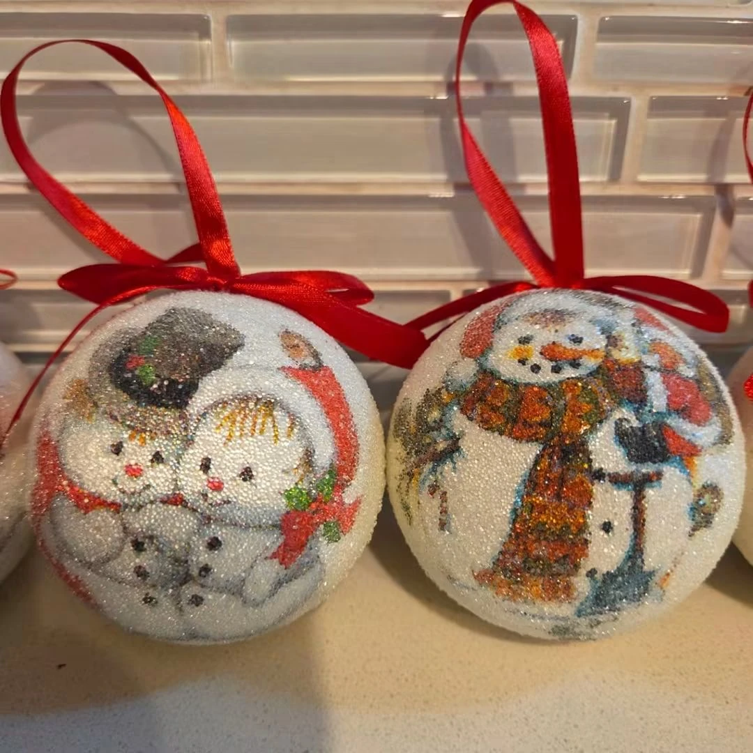 Set of 6 Glitter Snowman Christmas Ornaments - photo 5