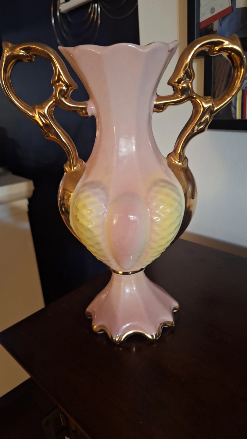Vintage Italian Ceramic Vase with Gold Handles - photo 5