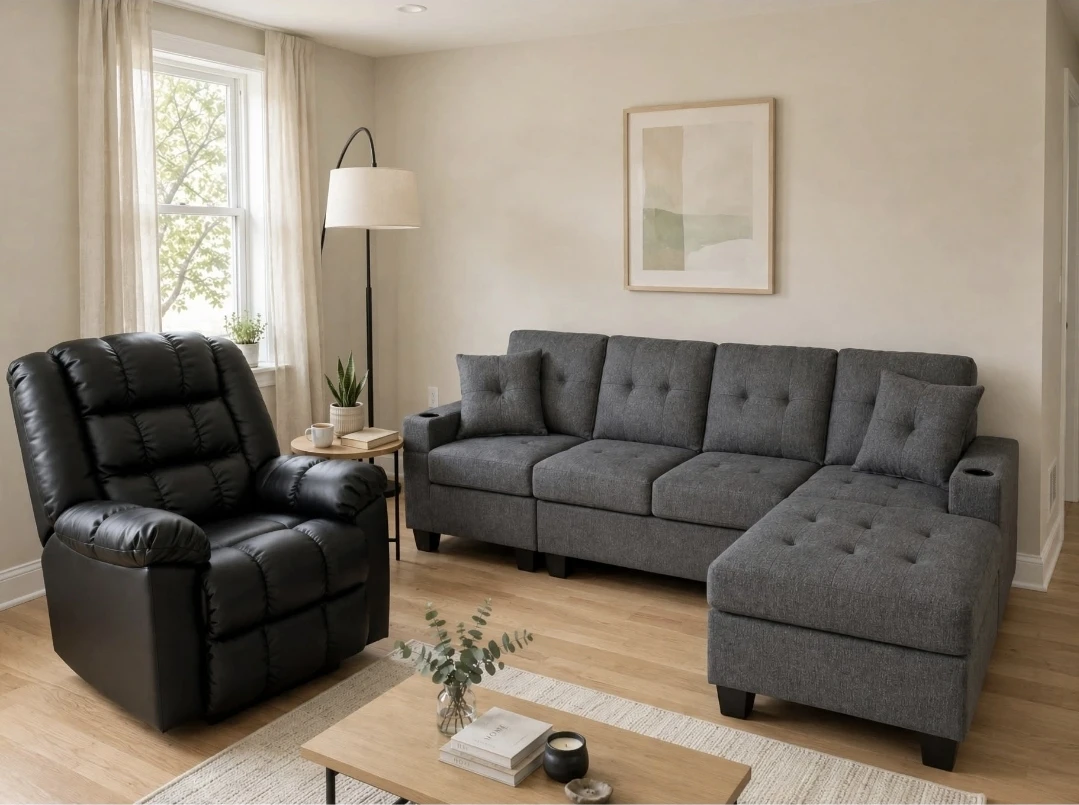 Sectional sofa Couch,  reversible chaise lounge - In Boxes With