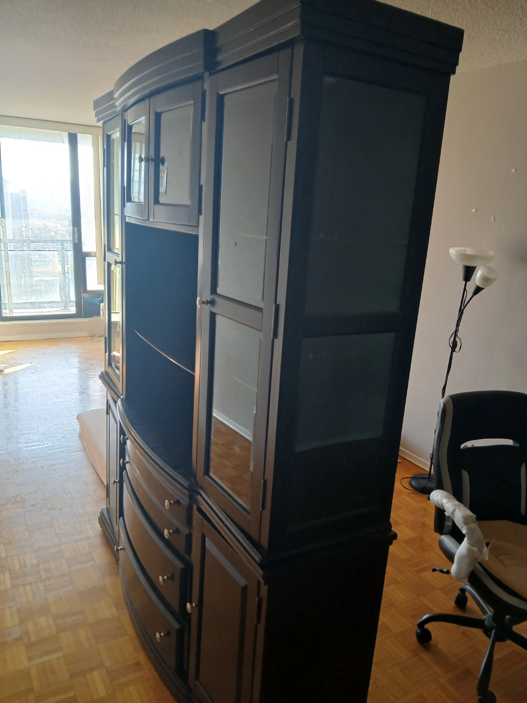 Black Wooden Display Cabinet with Storage