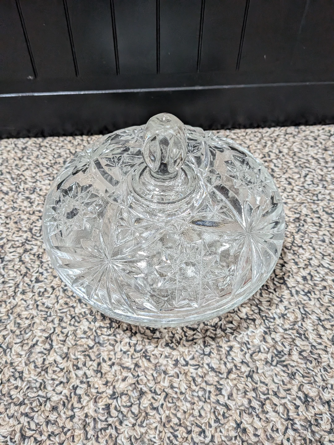 Vintage cut glass candy dish with lid - photo 2