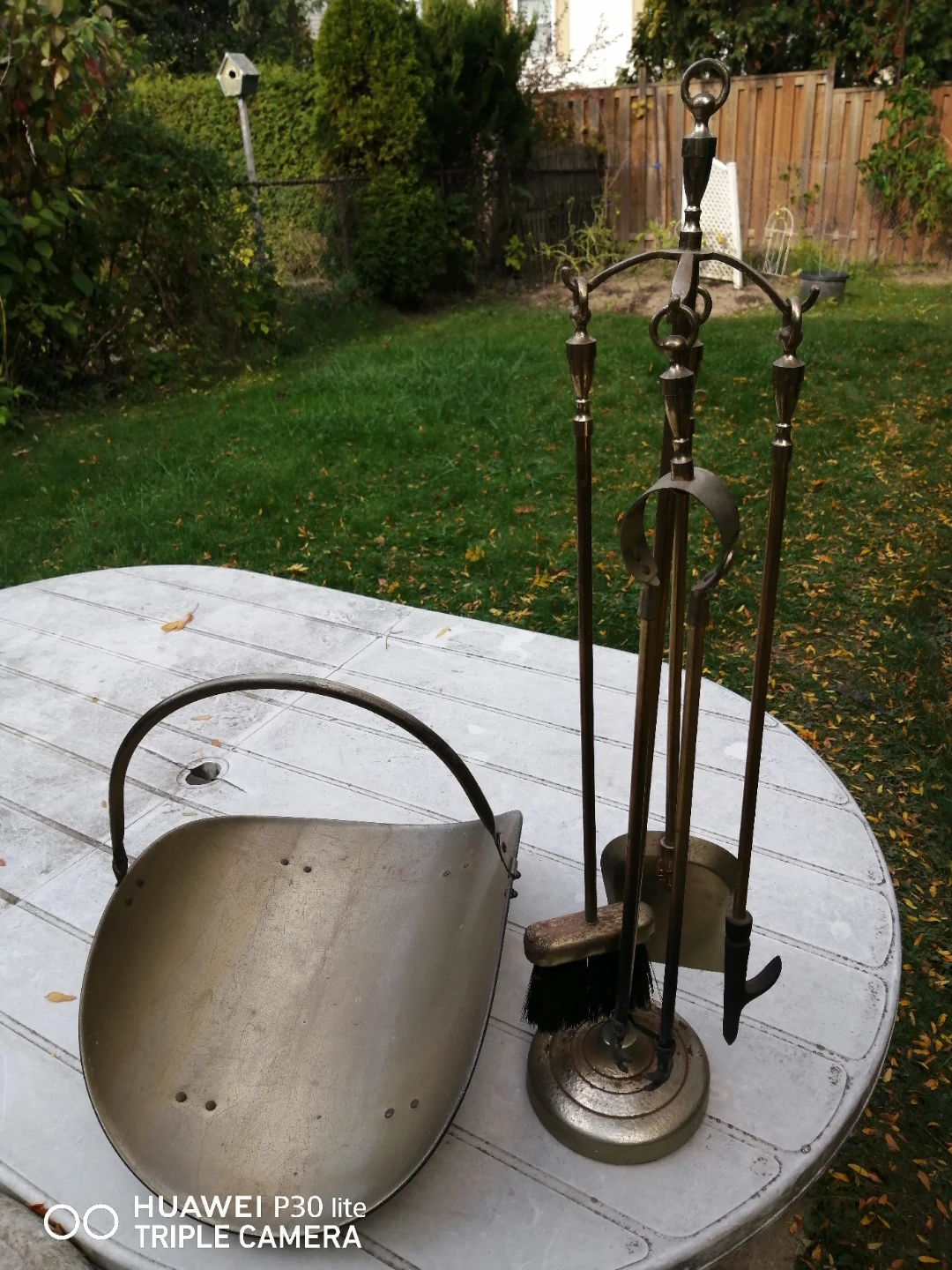 Vintage Brass Fireplace Set with Log Holder