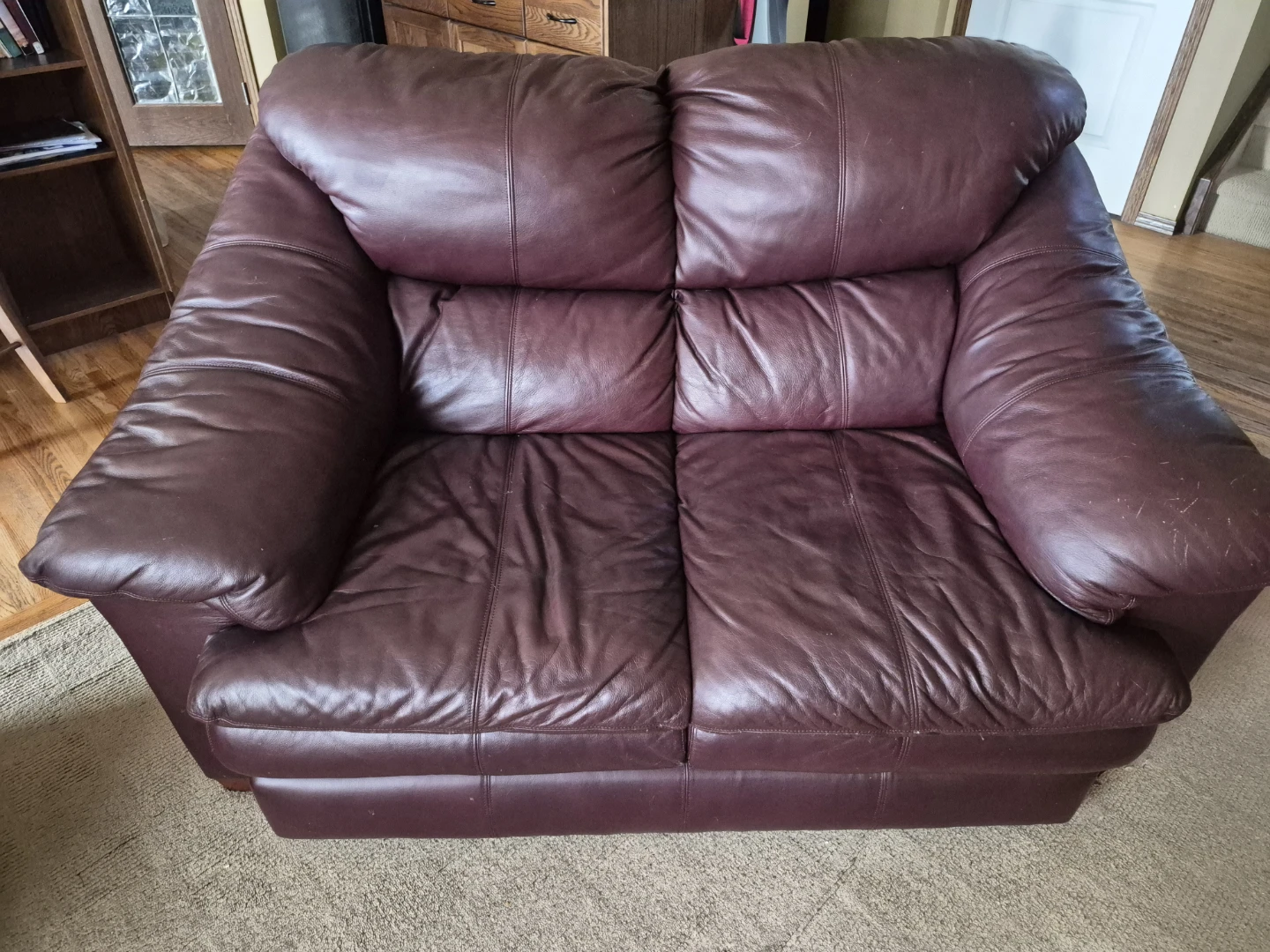 Burgundy Leather Sofa and Loveseat - photo 3