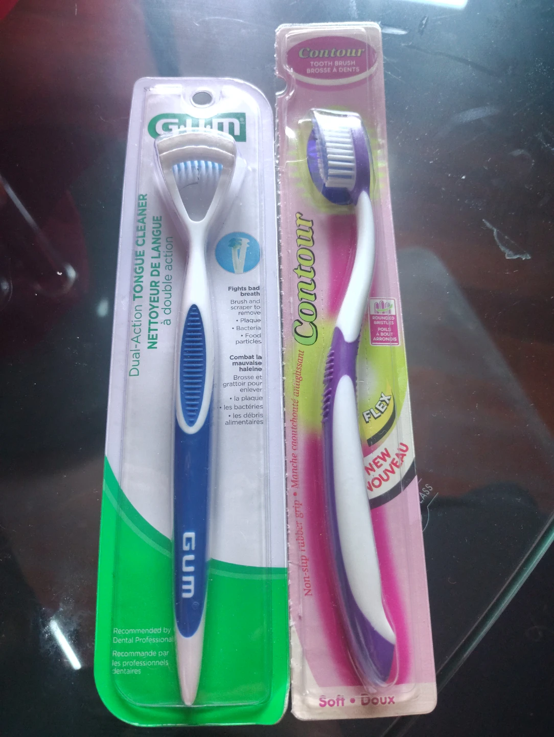 GUM Tongue Cleaner and Contour Toothbrush