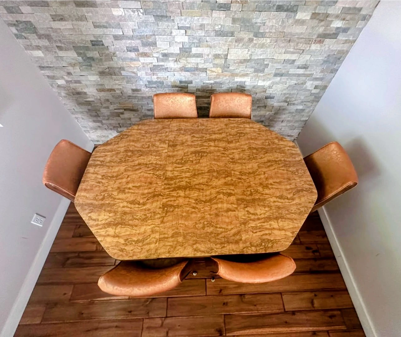 Vintage Dining Table with 6 Swivel Chairs