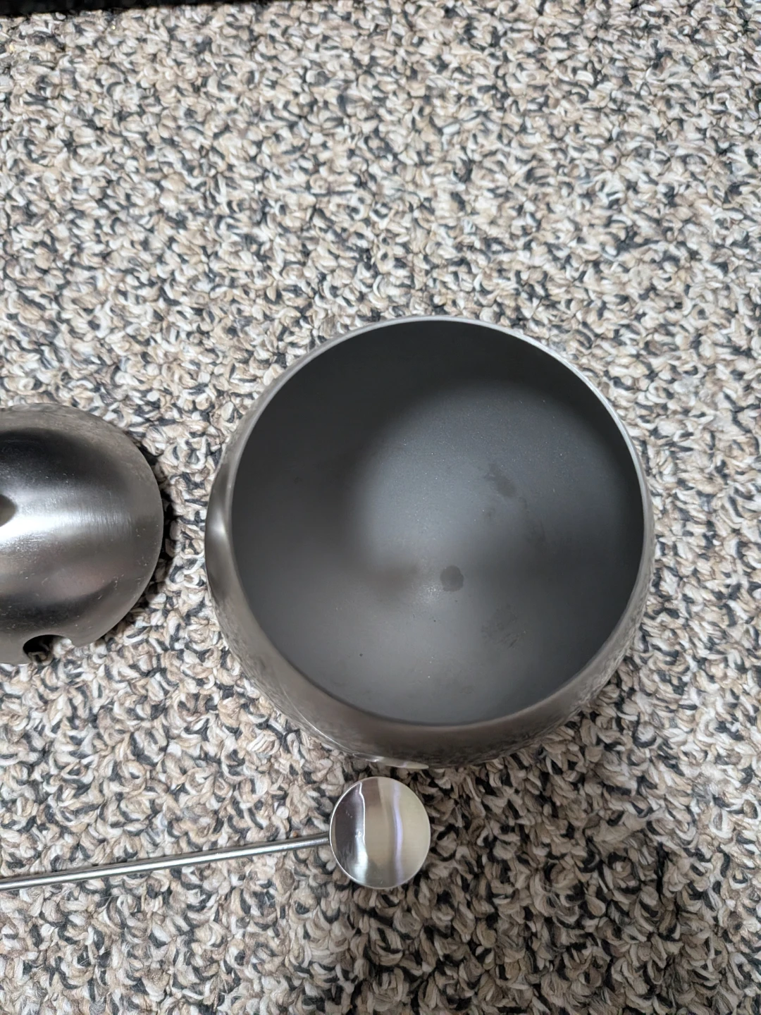 Vintage stainless steel sugar bowl with spoon - photo 5