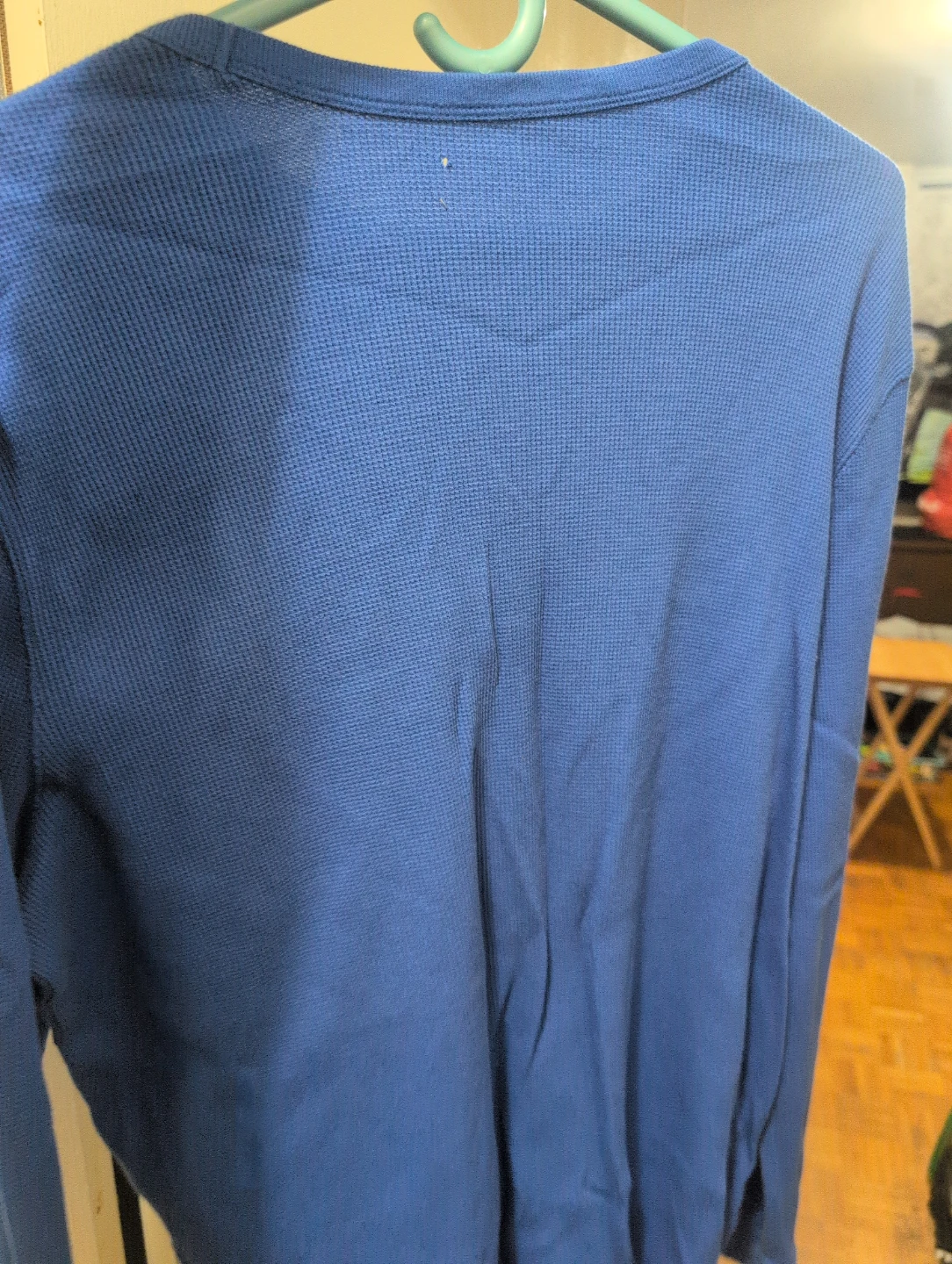 Blue Waffle Knit Long Sleeve Shirt - photo 2