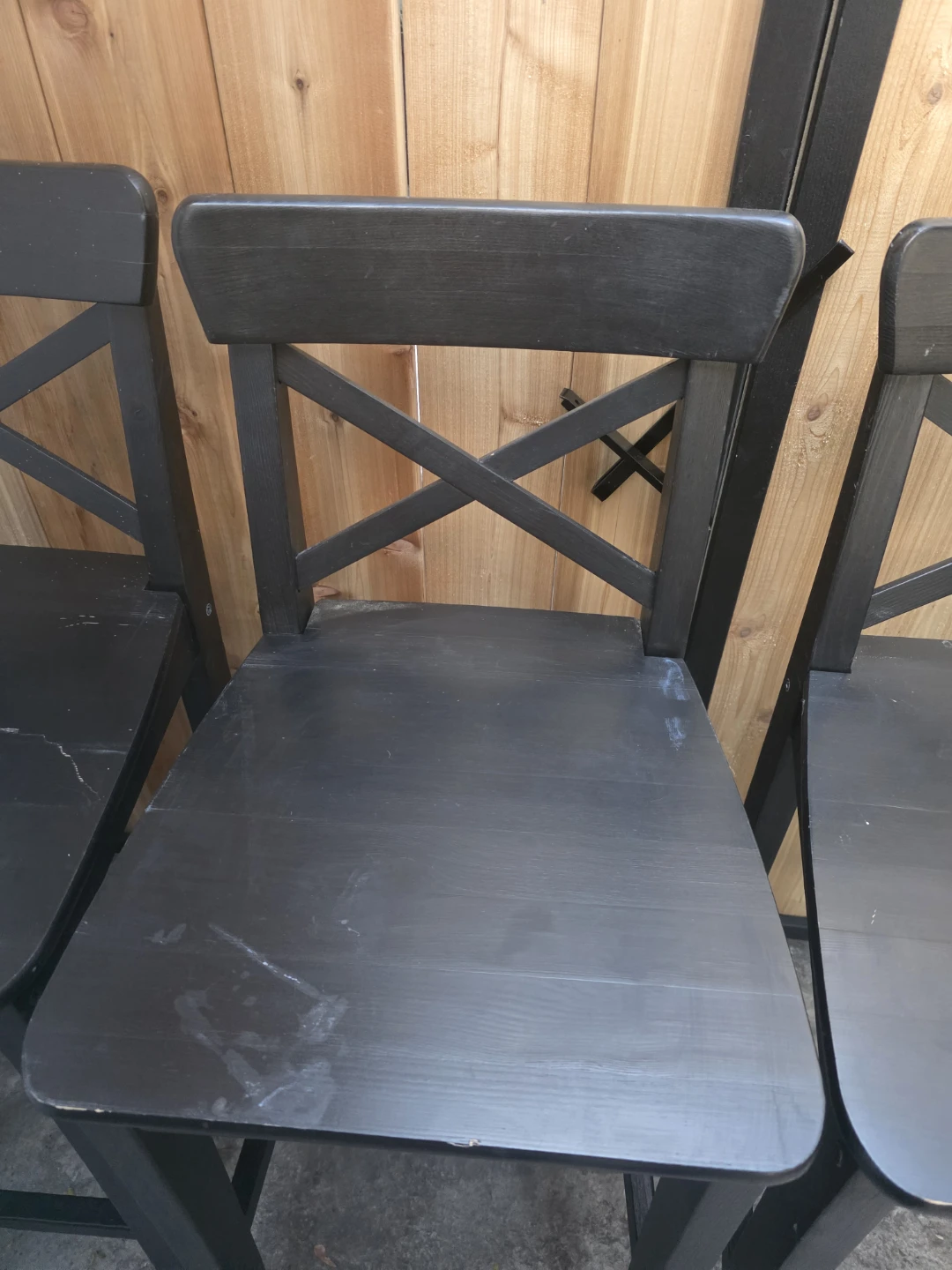 Set of 4 black bar stools with seat cushions - photo 5
