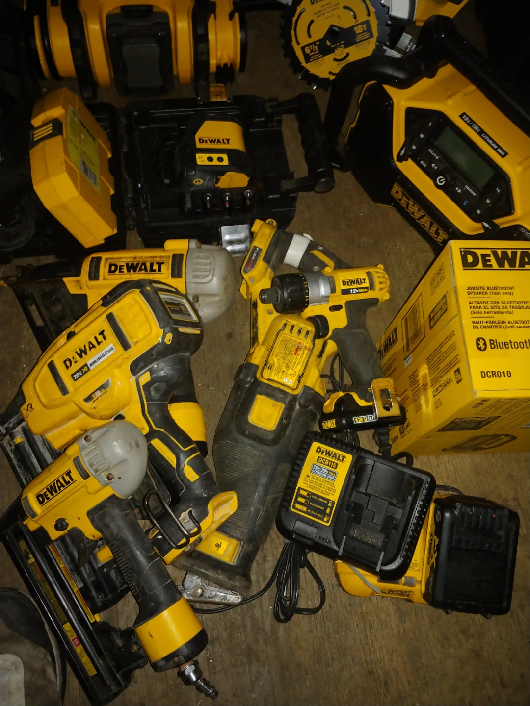 Assorted DeWalt Power Tools and Batteries