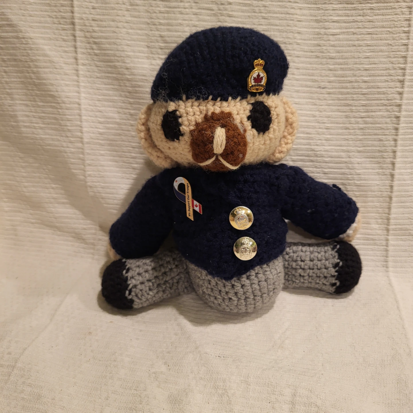 Handmade Crocheted Canadian Soldier Bear