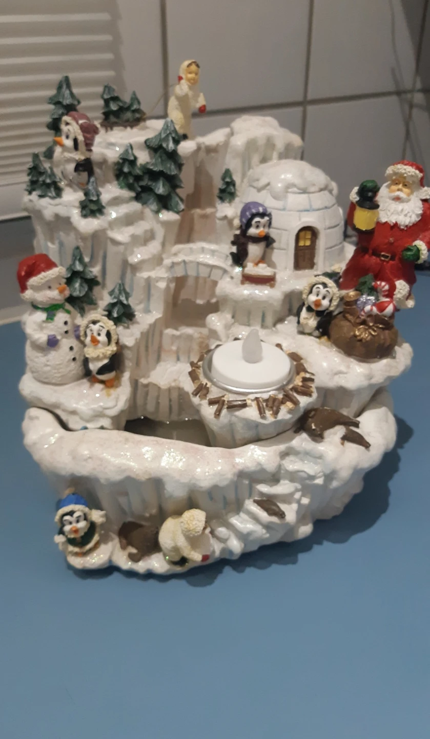 Christmas Holiday Village With Music and waterfall.