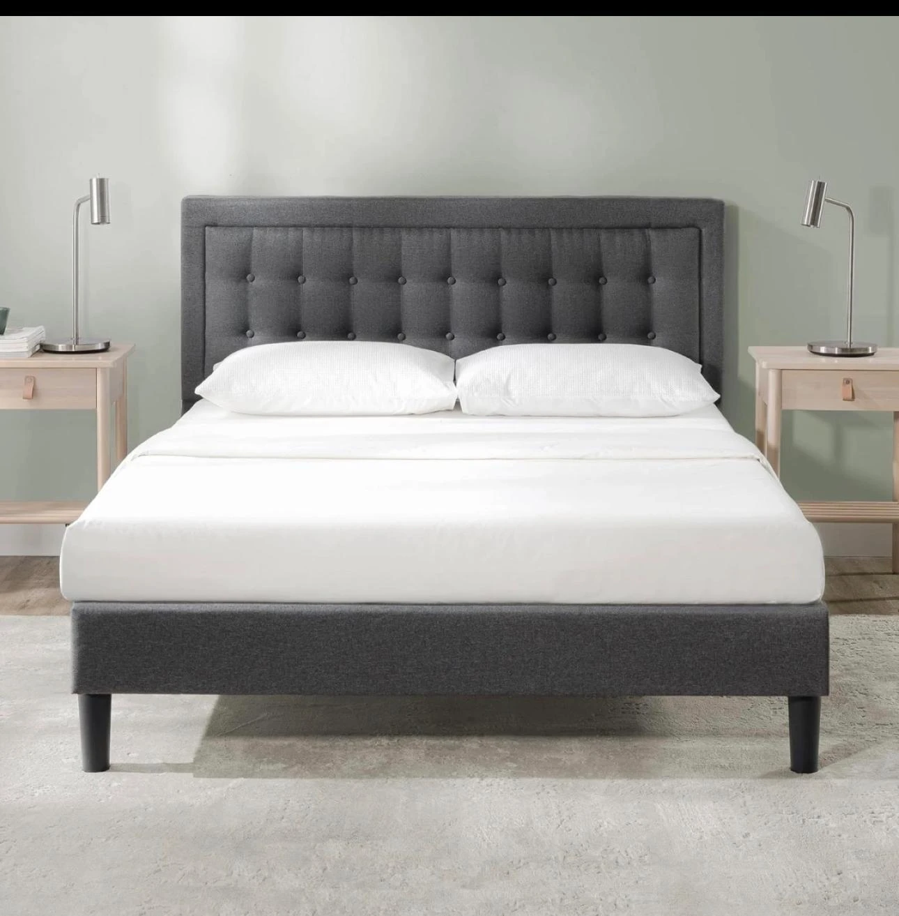 Dark Grey Upholstered Tufted Bed Frame - photo 4