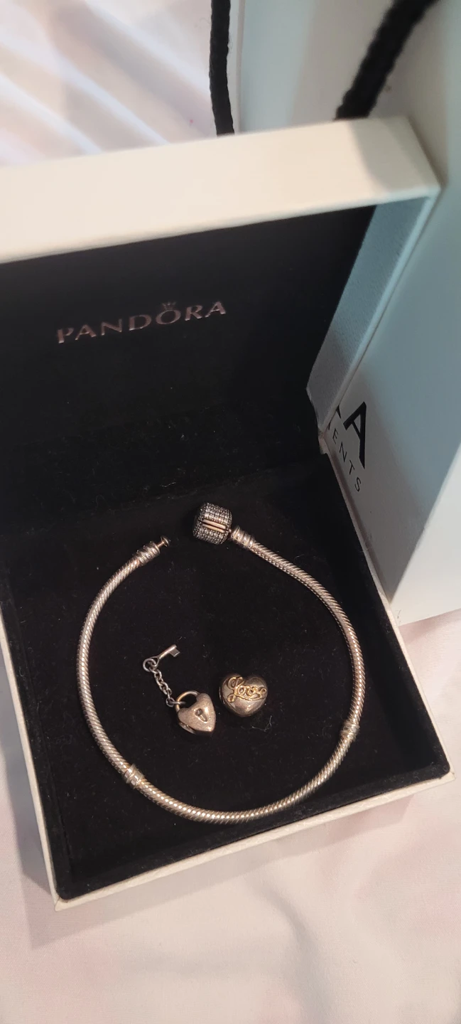 Pandora Bracelet with Two Heart Charms