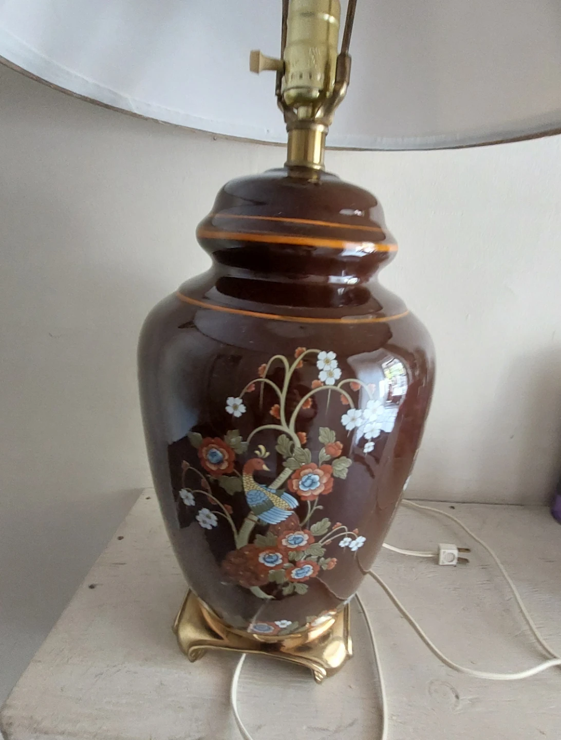 Vintage Ceramic Floral Table Lamp - photo 3
