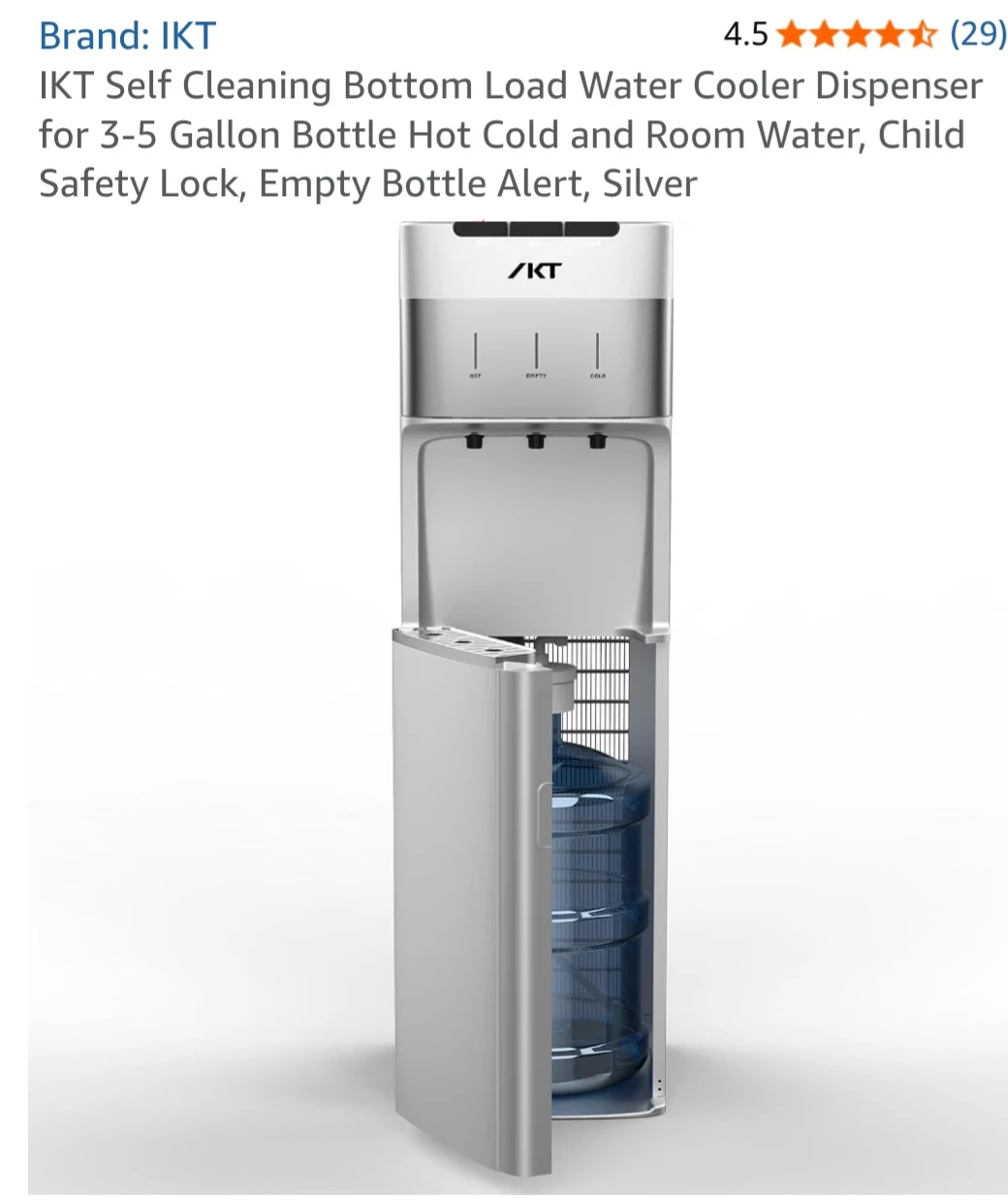 IKT Bottom Load Water Cooler Dispenser - Silver