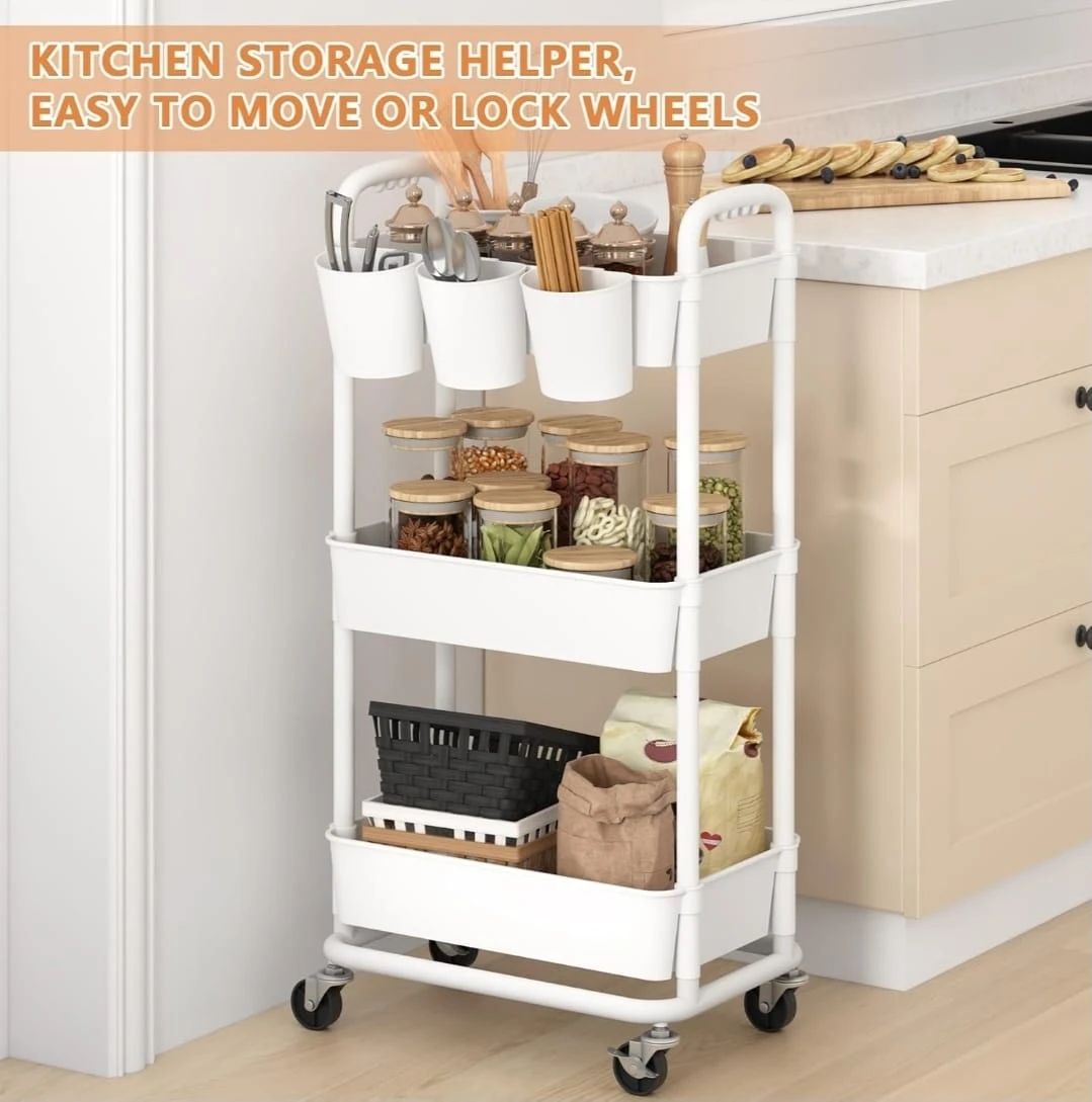 Jiuyotree 3-Tier Utility Rolling Cart