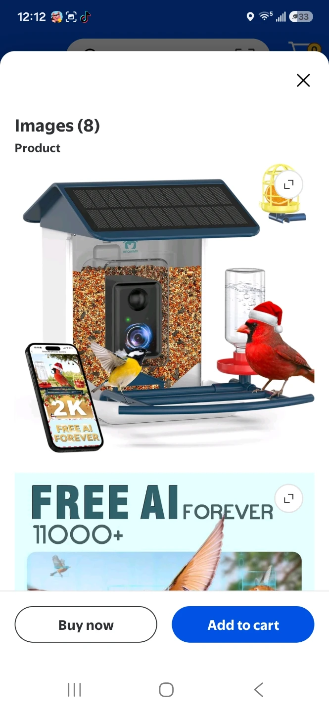 BROAIMX FHD Smart Bird Feeder Camera