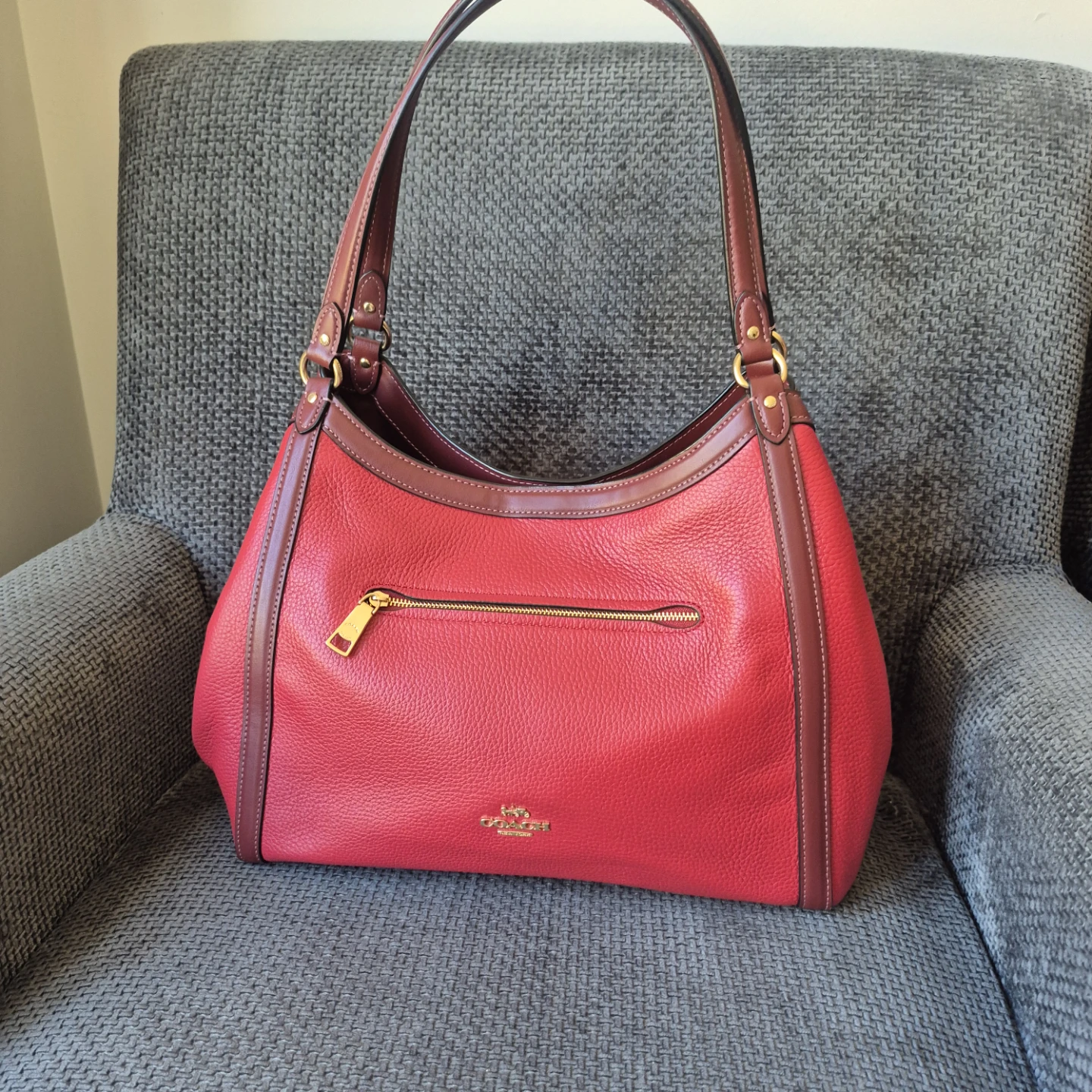 NEW Coach Red Leather Shoulder Bag