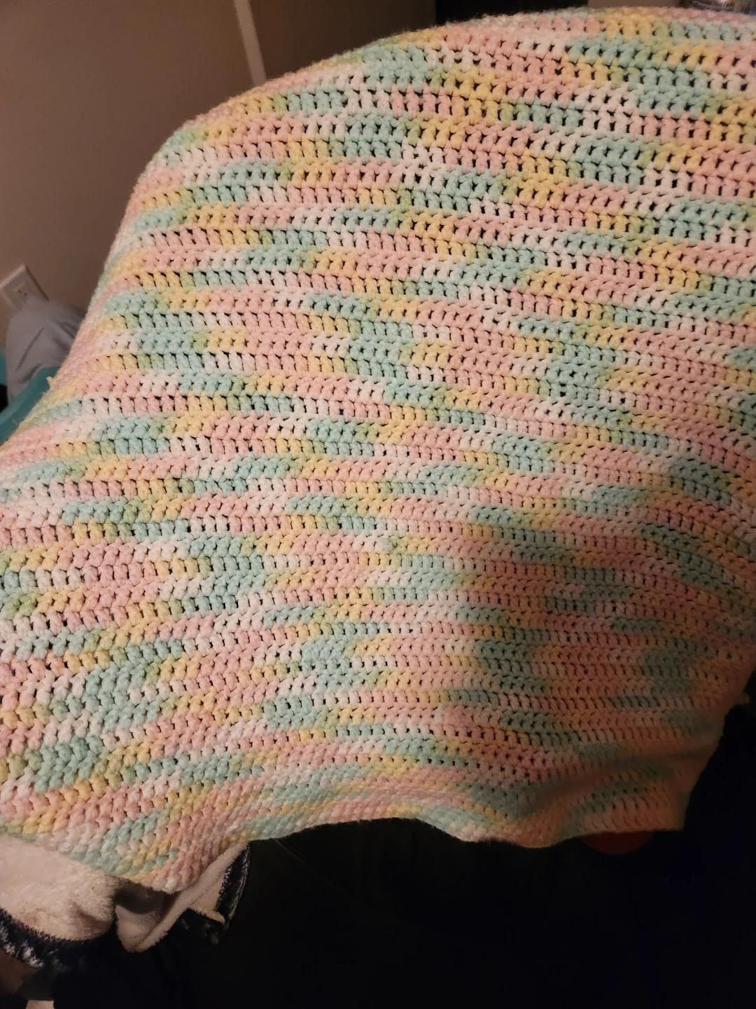 Homemade hand-knitted Pastel Baby Blanket - photo 2