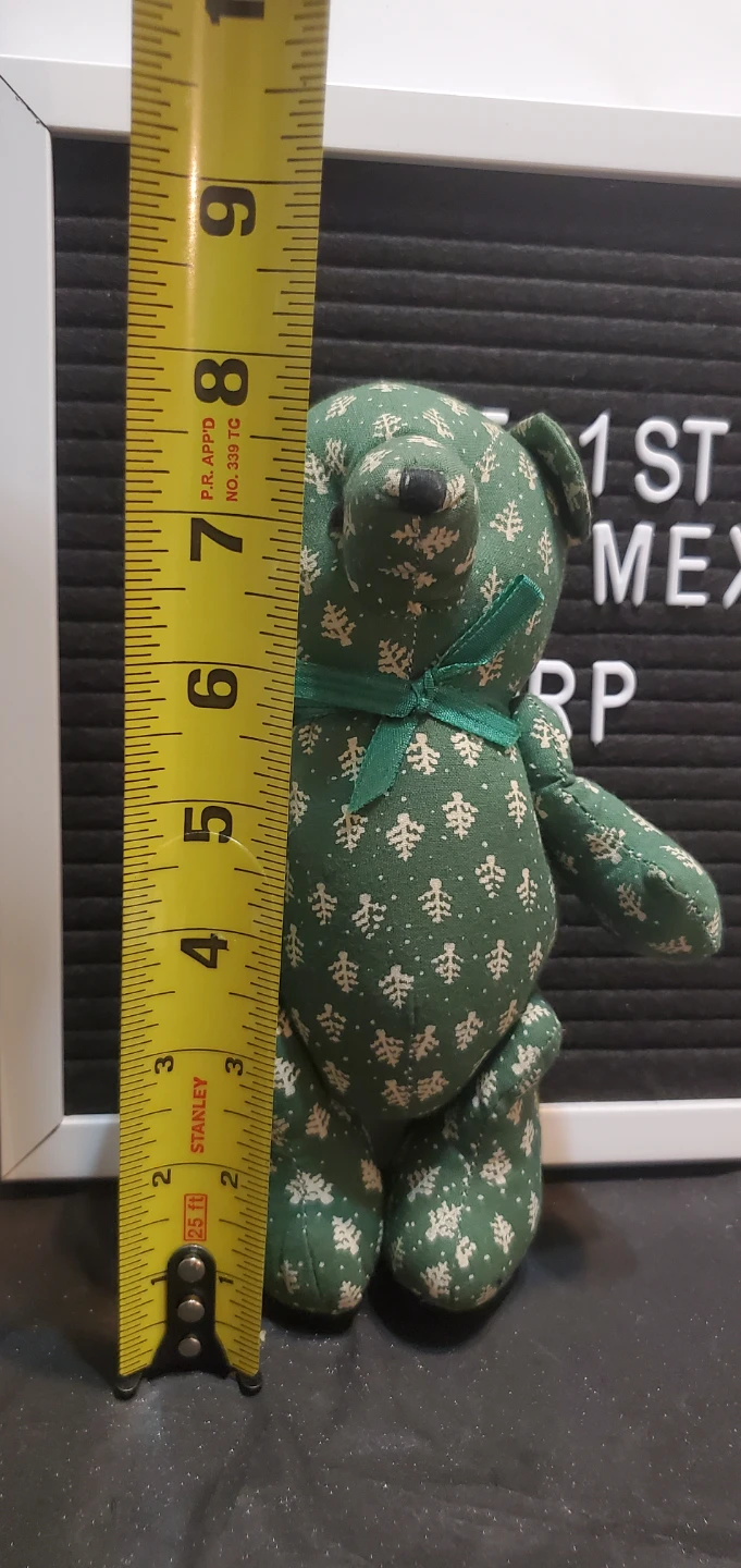 Green Holiday Pattern Fabric Teddy Bear - photo 4