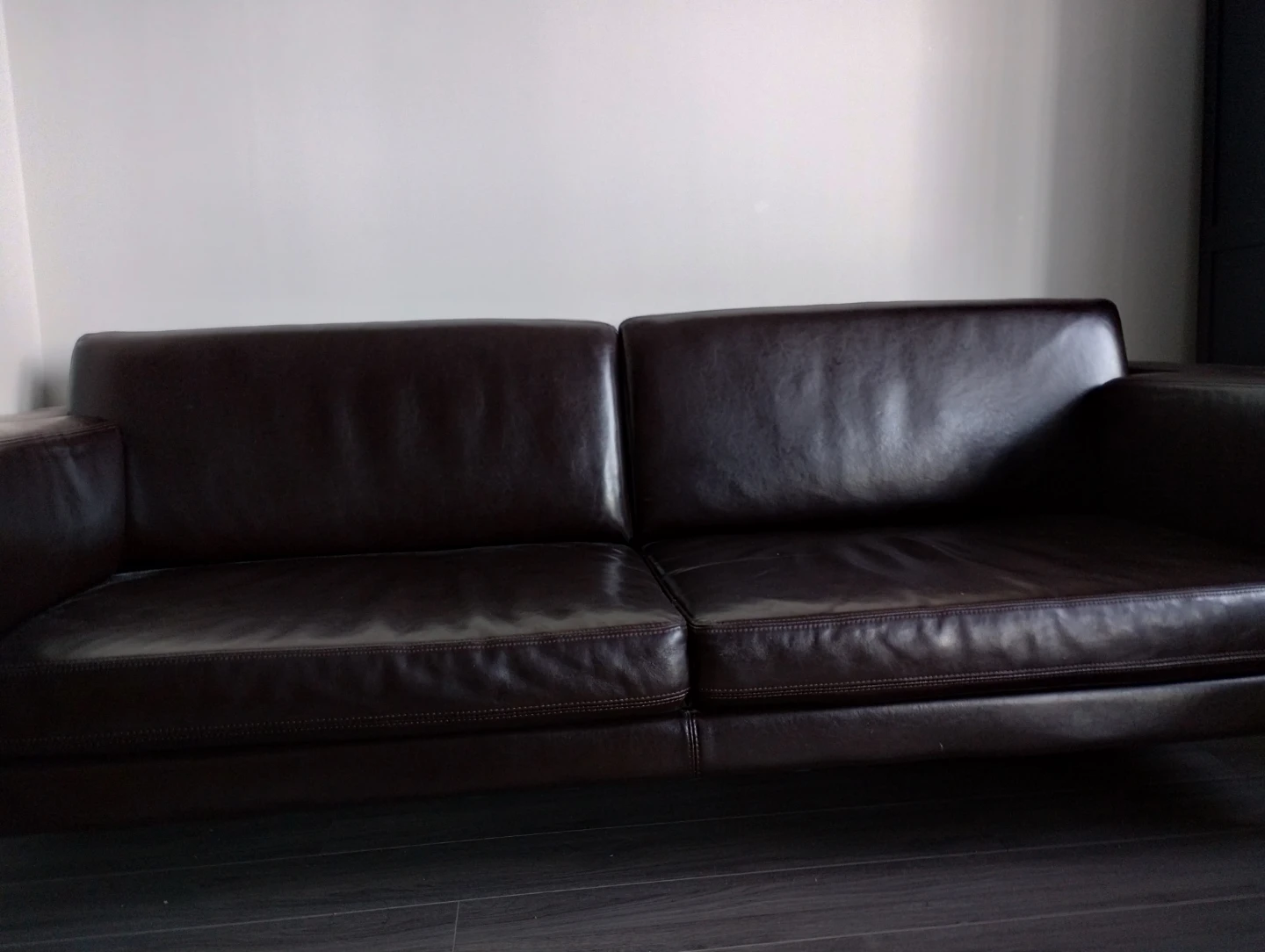 Dark Brown Leather Sofa - photo 3