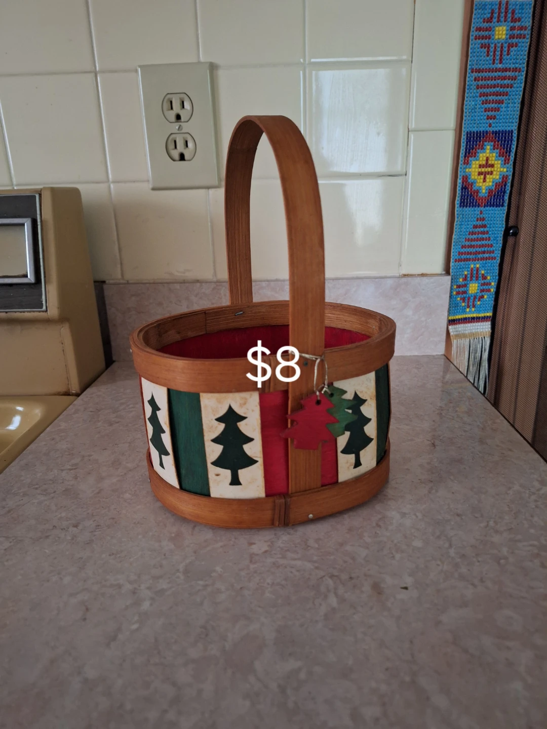 Decorative Christmas Tree Wood Splint Basket
