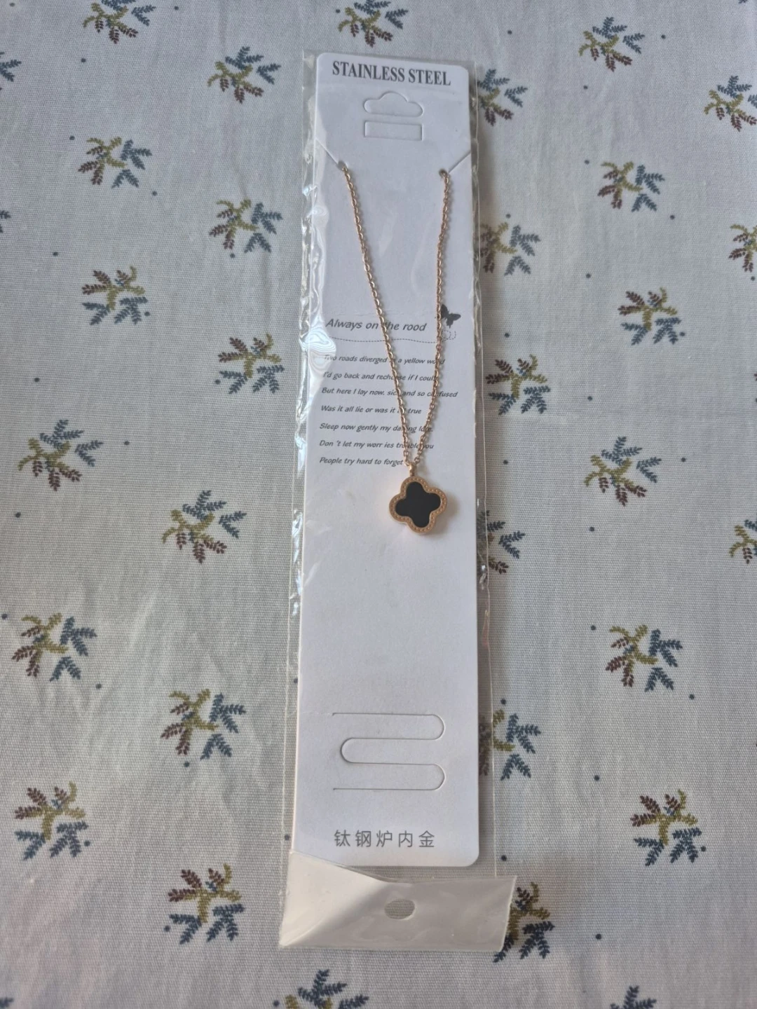 New Rose Gold Tone Stainless Steel Double-Sided Clover Pendant