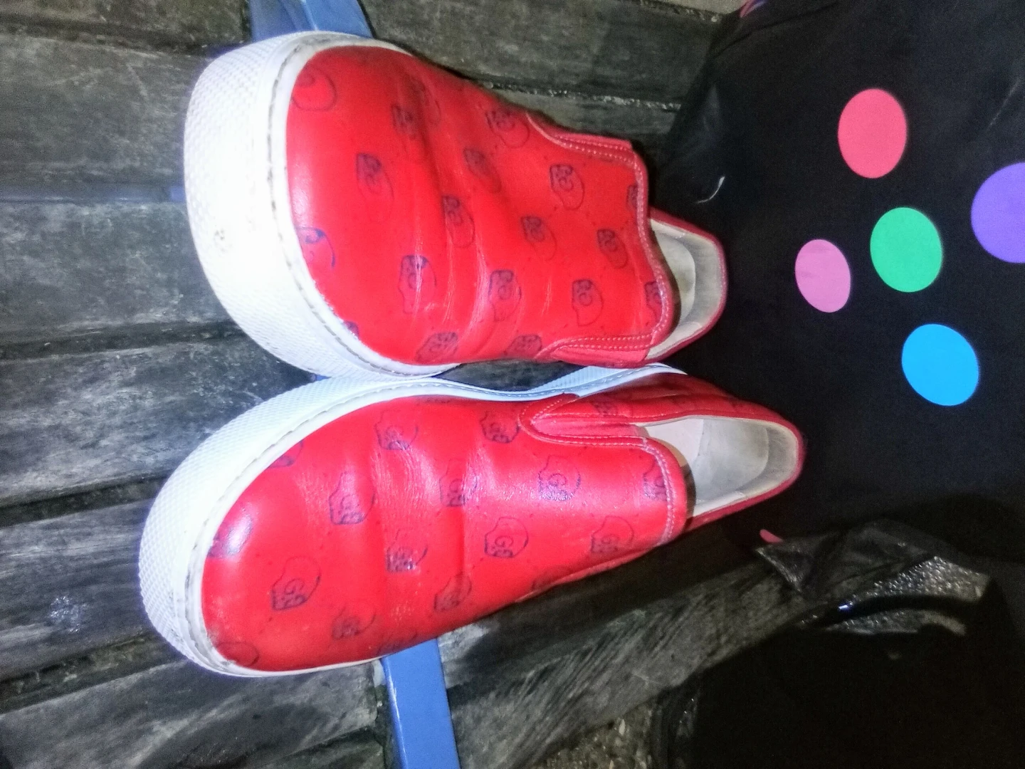 Gucci Red Skull Print Slip-On Sneakers - photo 2