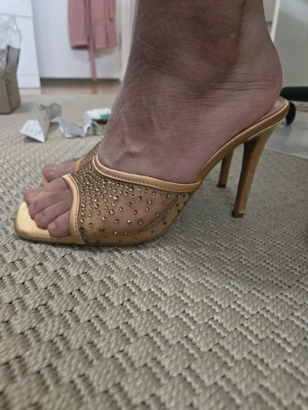 Le Chateau Gold Rhinestone Heeled Mules - photo 5