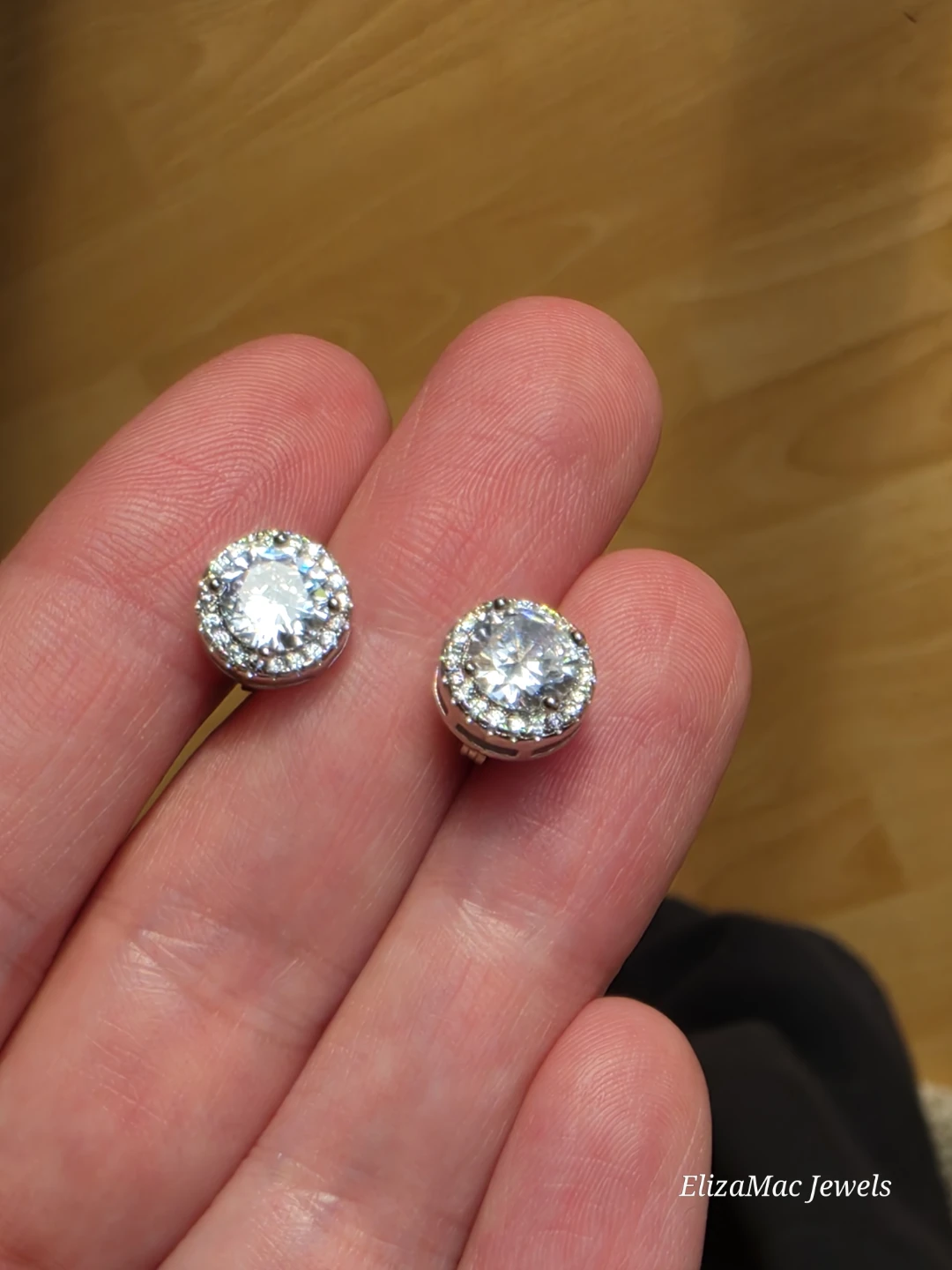 ElizaMac Jewels 2ct 925 Sterling Silver Halo Stud Earrings - photo 3