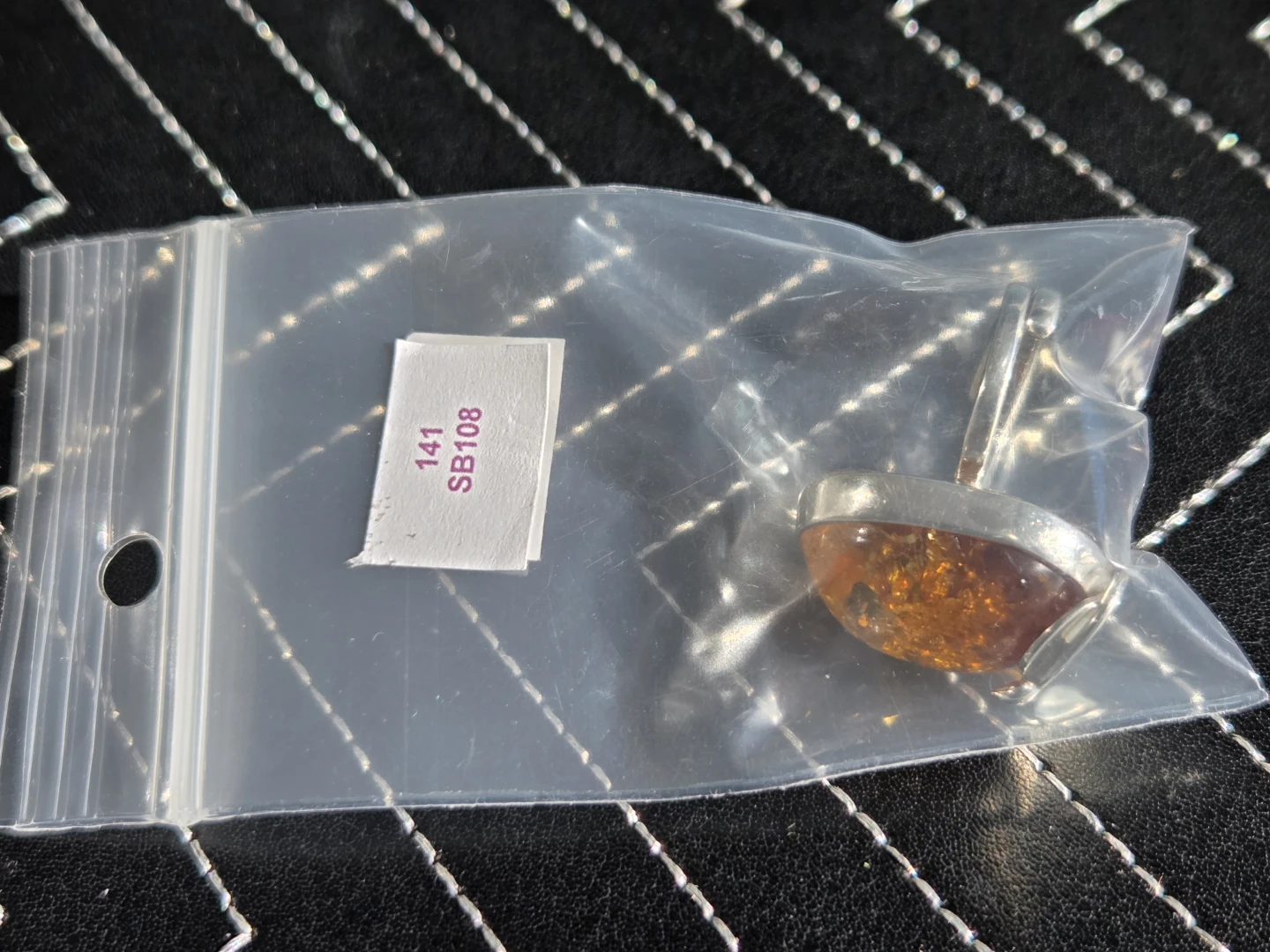 Amber Stone Silver (9.55g)Ring Adjustable - photo 3