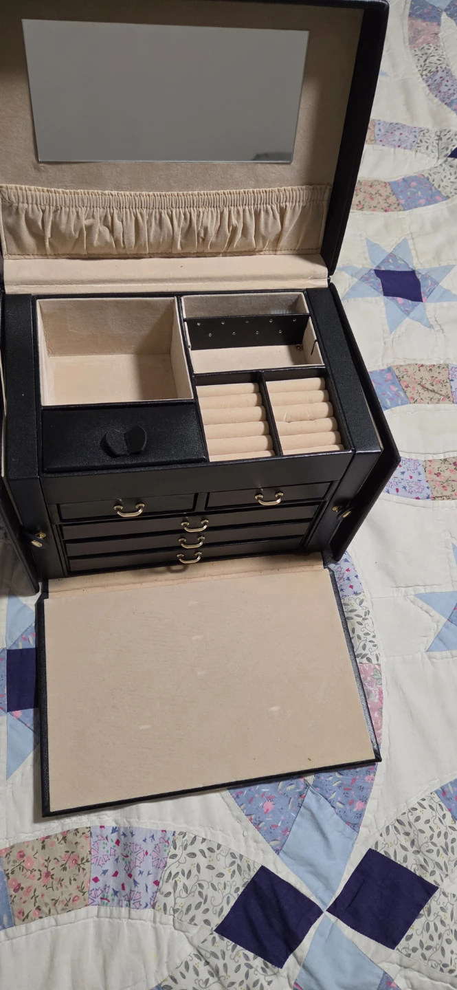 Black Jewelry Box with Mirror and Drawers - photo 2