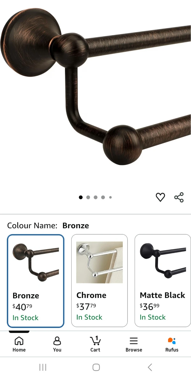 Ntipox Double Towel Bar, Bronze
