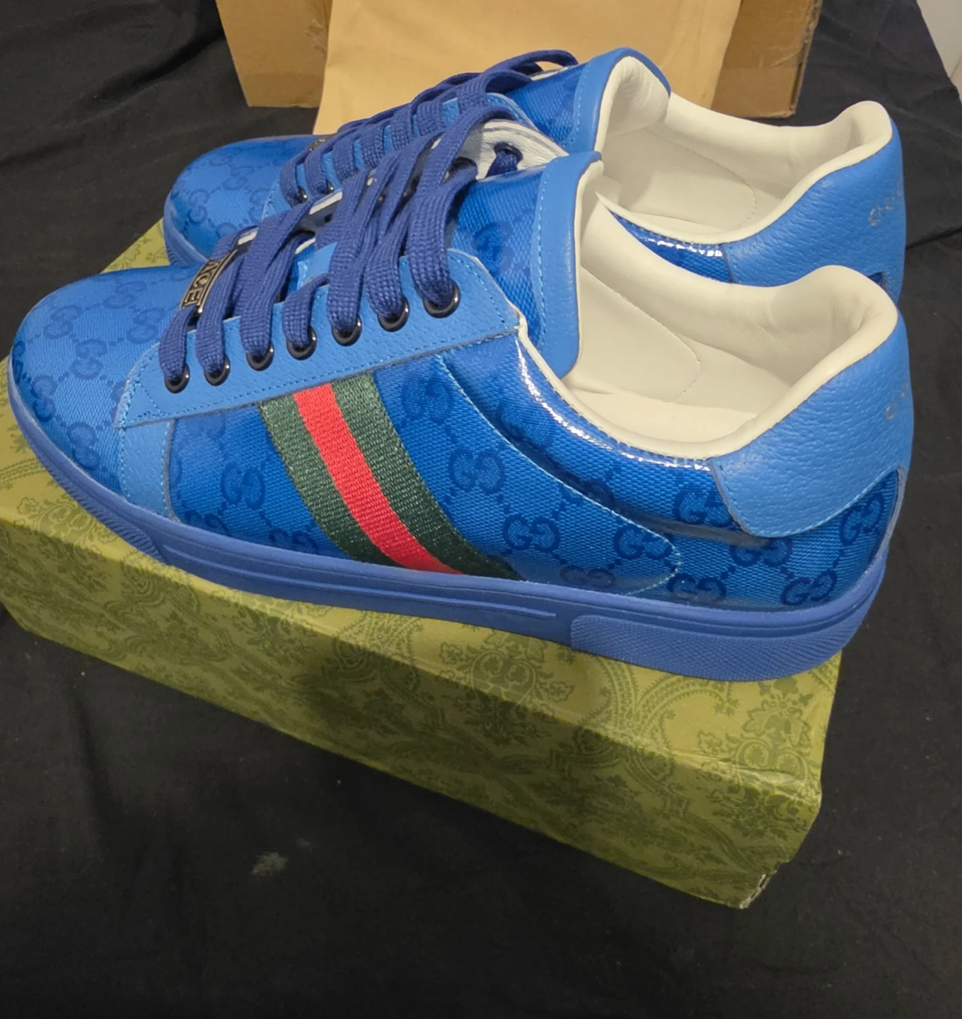 Gucci Ace Sneakers Blue sz 10 mens brand new