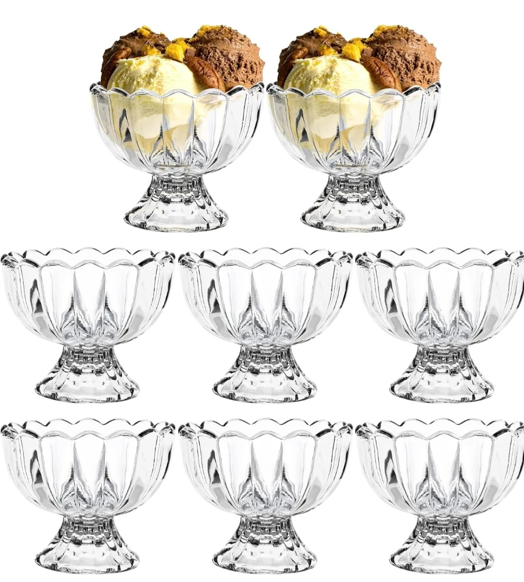 8-Piece Vintage Style Glass Dessert Bowls