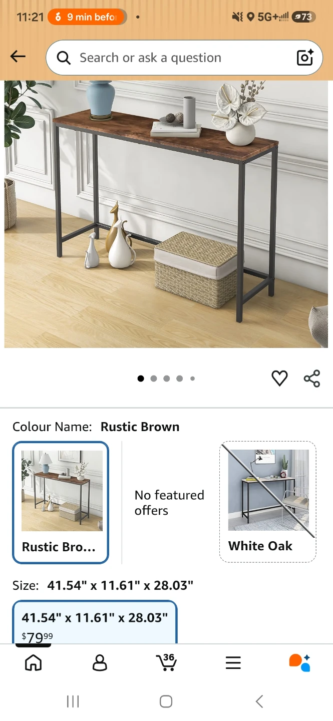 Rustic Brown and Black Console Table - photo 4