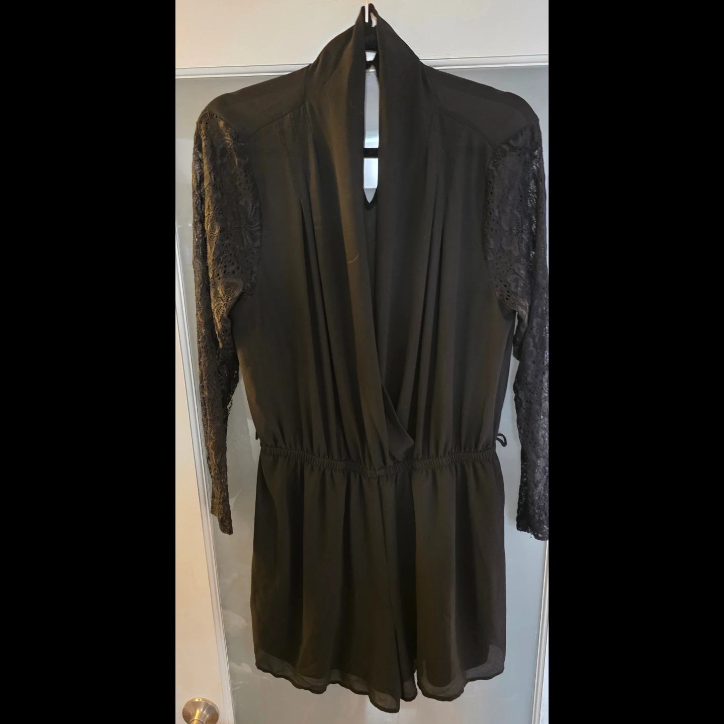 Black Lace Long Sleeve Romper