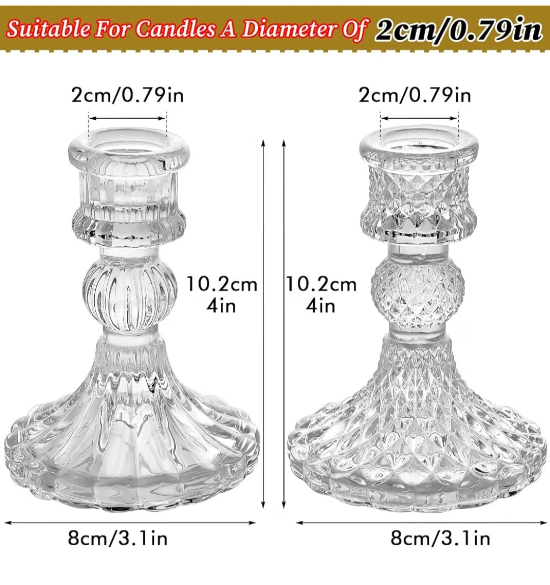 6 Pc Clear Glass Candlestick Holders - photo 4
