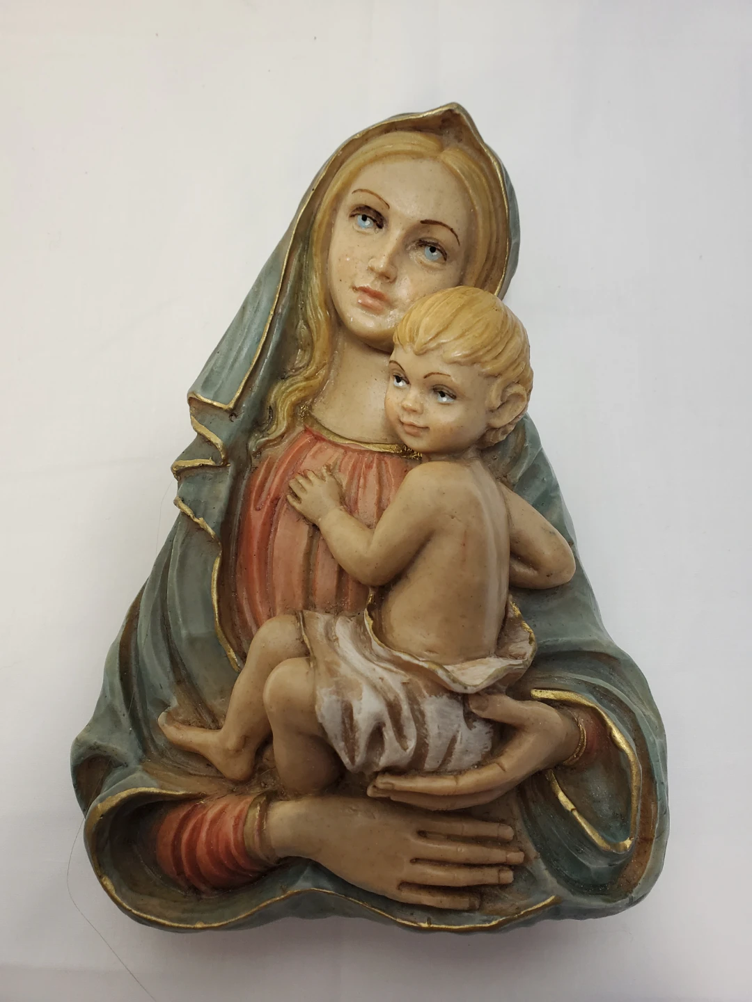 VTG Madonna W/Christ  Handpainted  Made in Italy