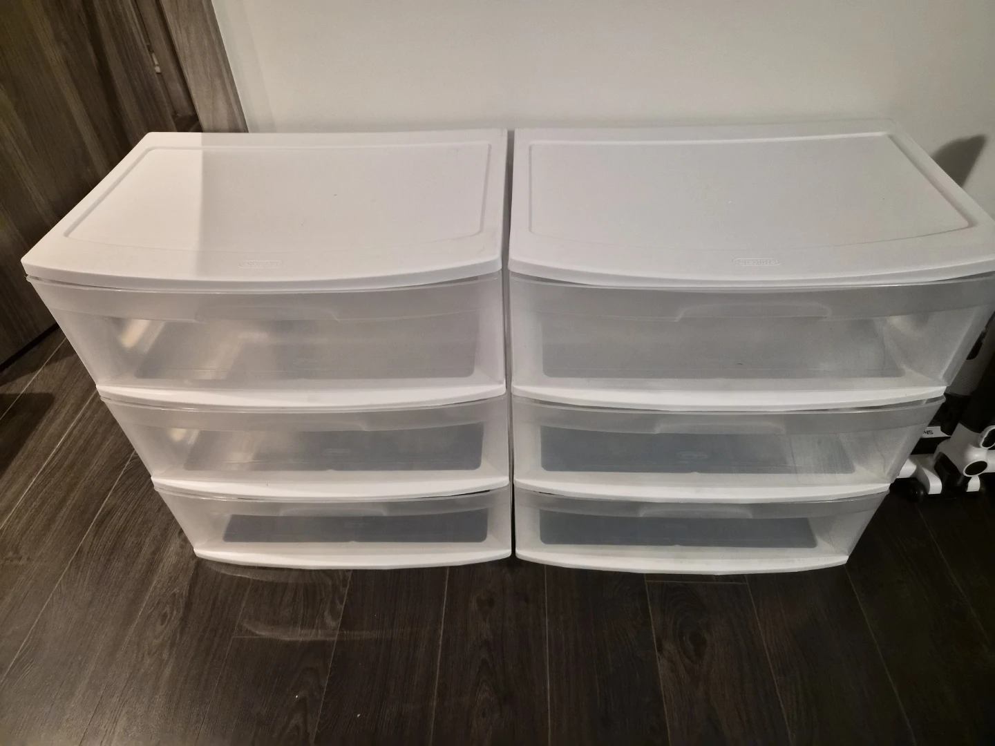 Two Sterilite 3-Drawer Carts