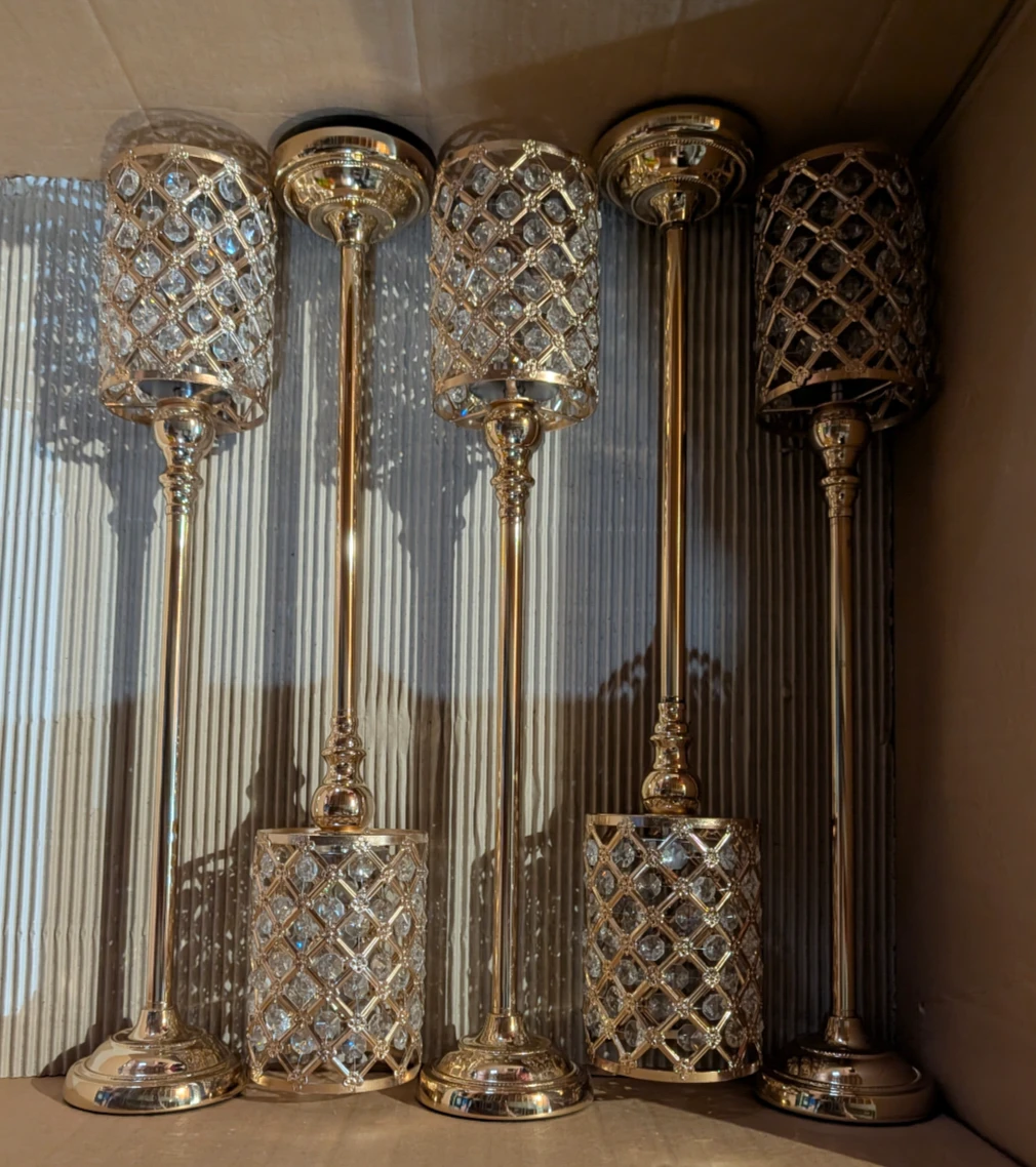Gold crystal candle holder/ centerpieces - photo 2