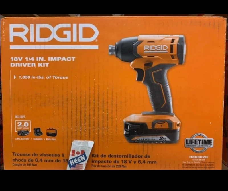 Ridgid 18V 1/4 Inch Impact Driver Kit R86002K