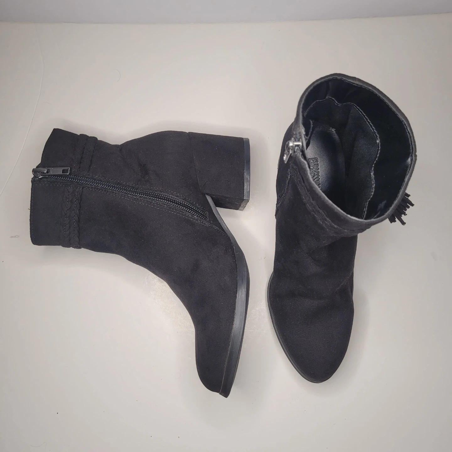 Expression Black Faux Suede Ankle Boots Size 6 - photo 3