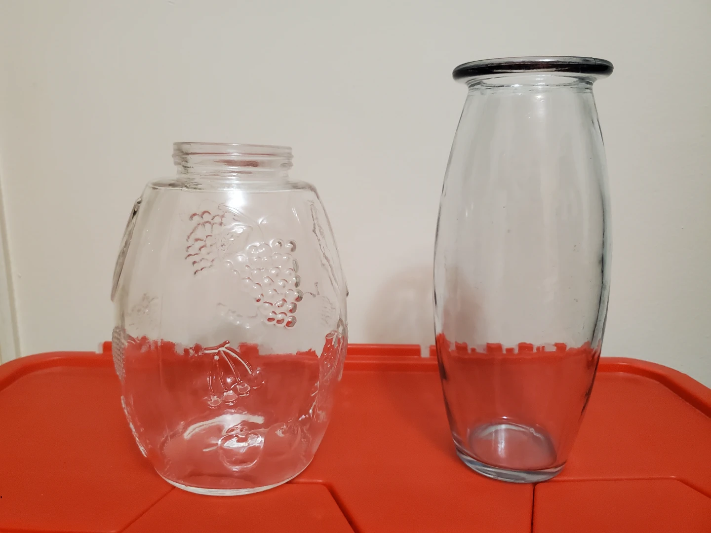 Two Clear Glass Decorative Vases