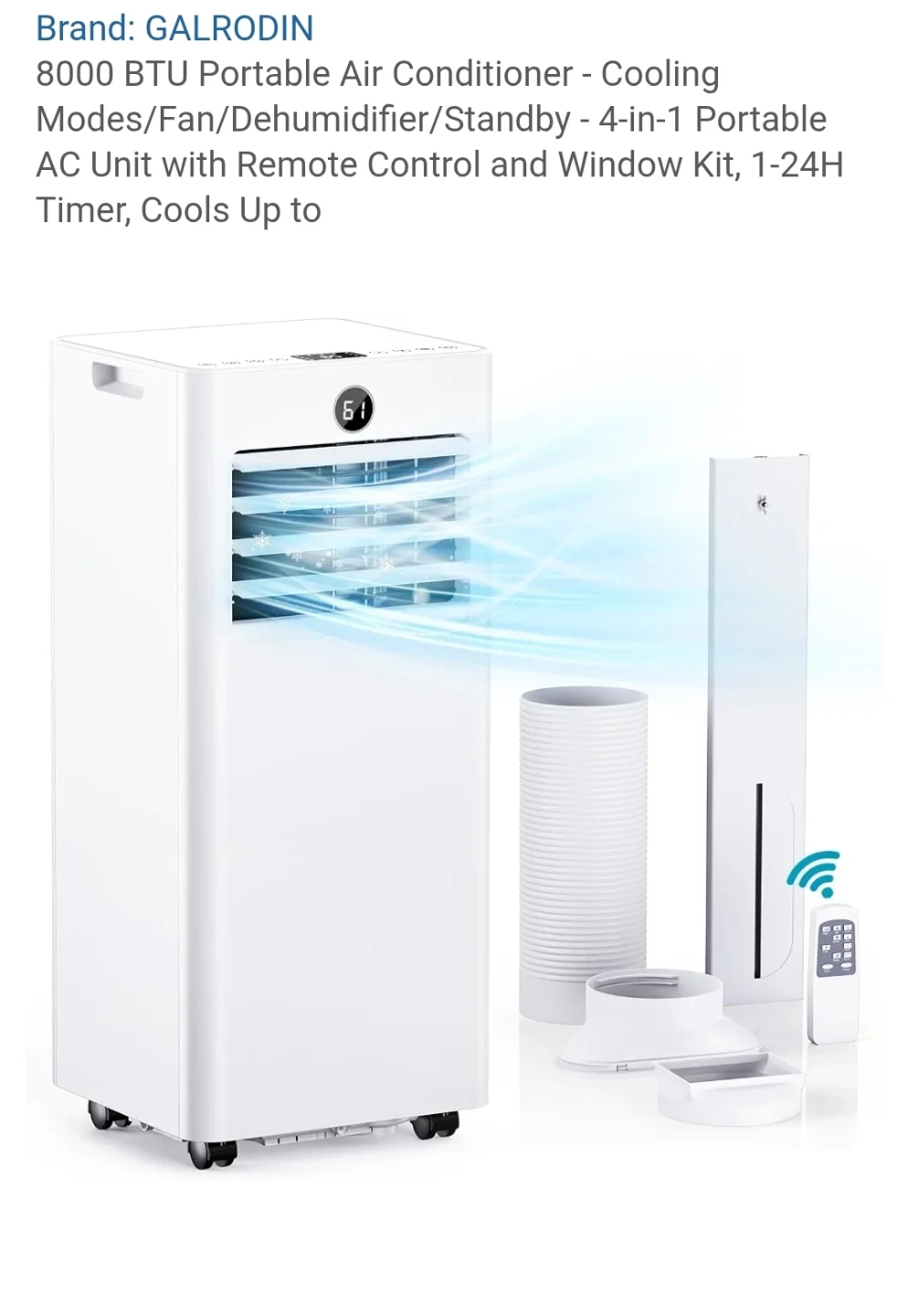 GALRODIN 8000 BTU Portable Air Conditioner + Dehumidifier - photo 3