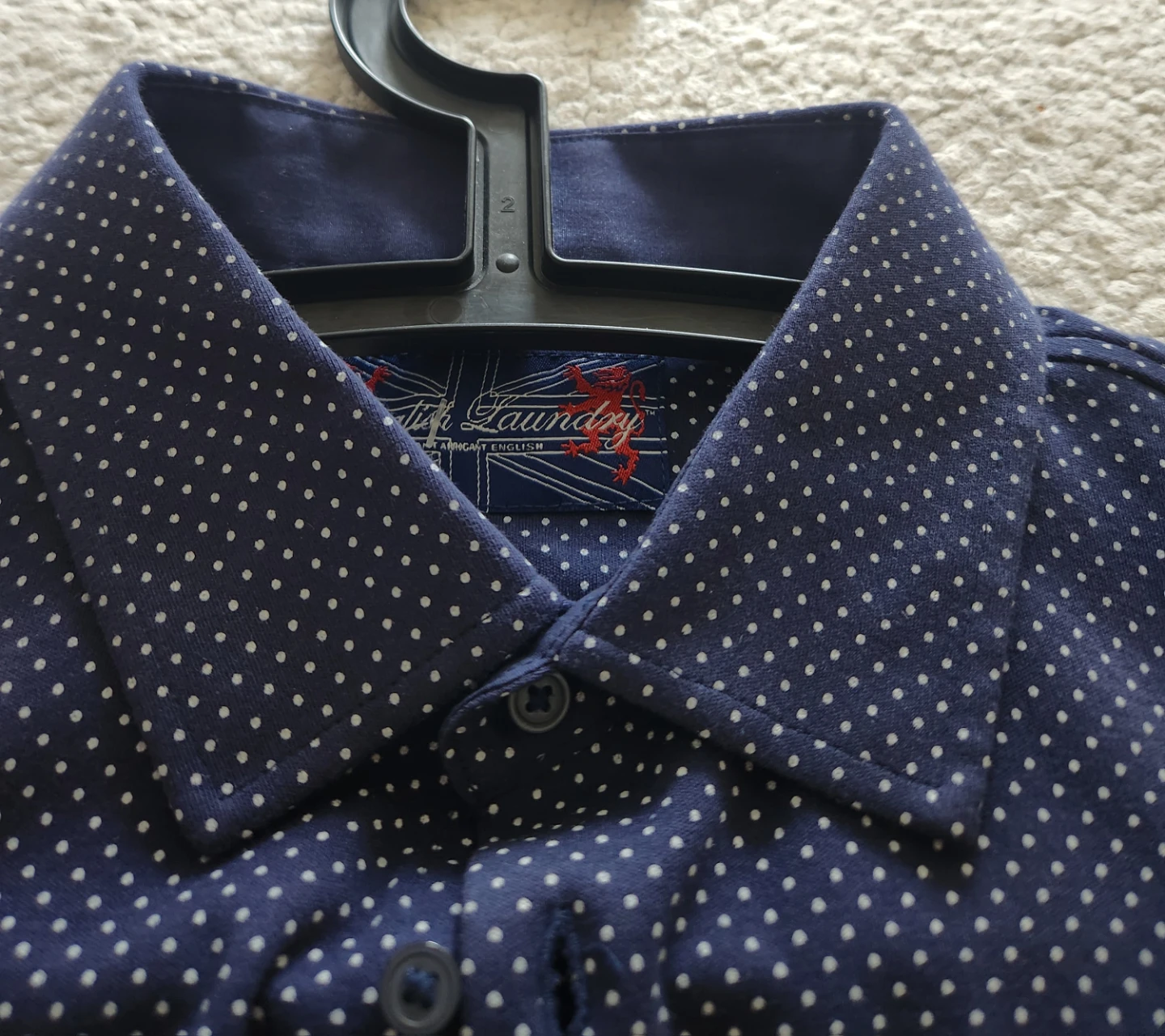English Laundry Navy Polka Dot Shirt size L - photo 3