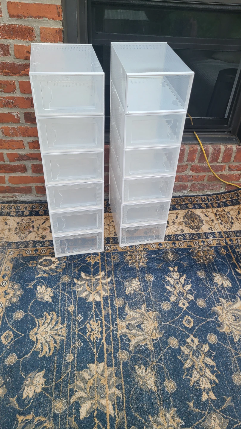 Set of 12 Stackable Clear Shoe Storage Boxes
