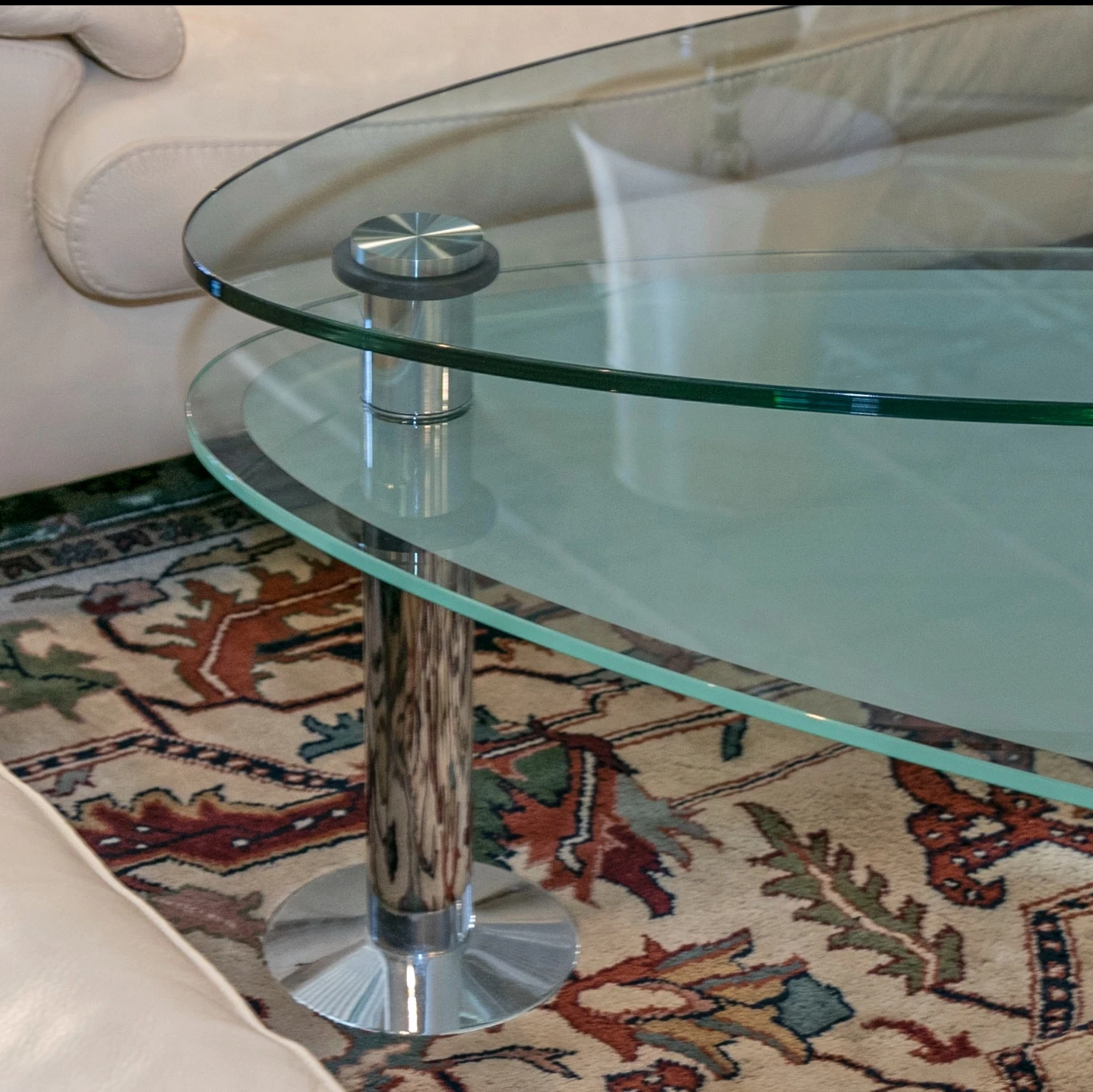Two Tier Glass Coffee Table with Rotating Lower Tier - photo 3