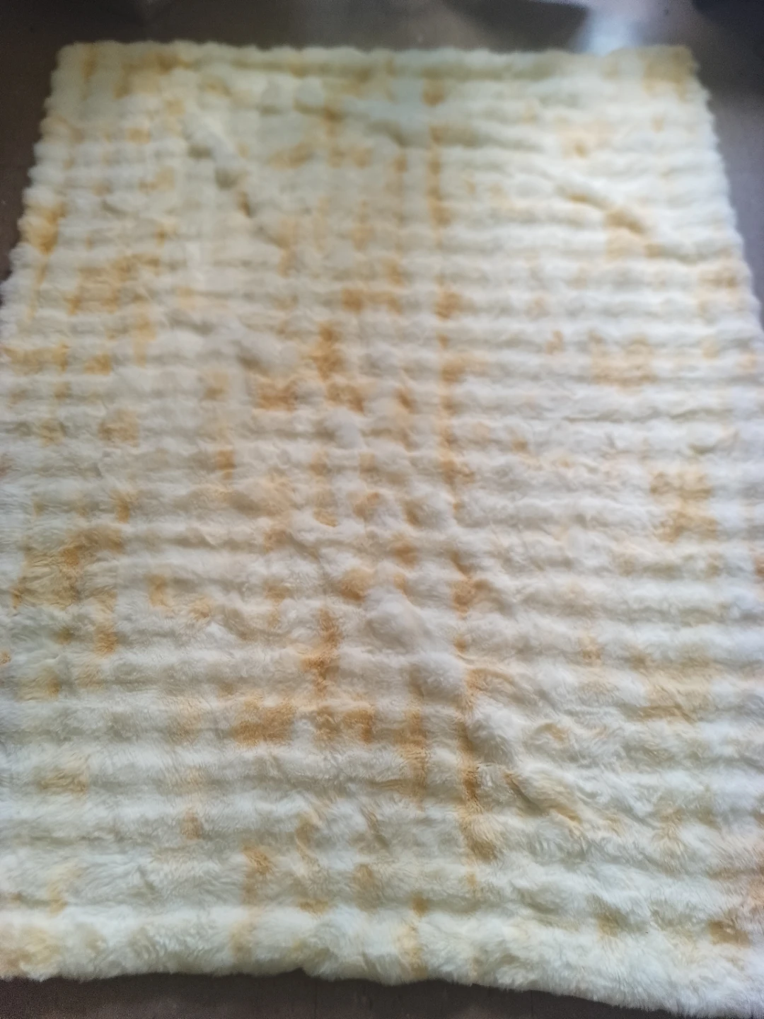 Cream and Yellow Faux Fur Throw Blanket
