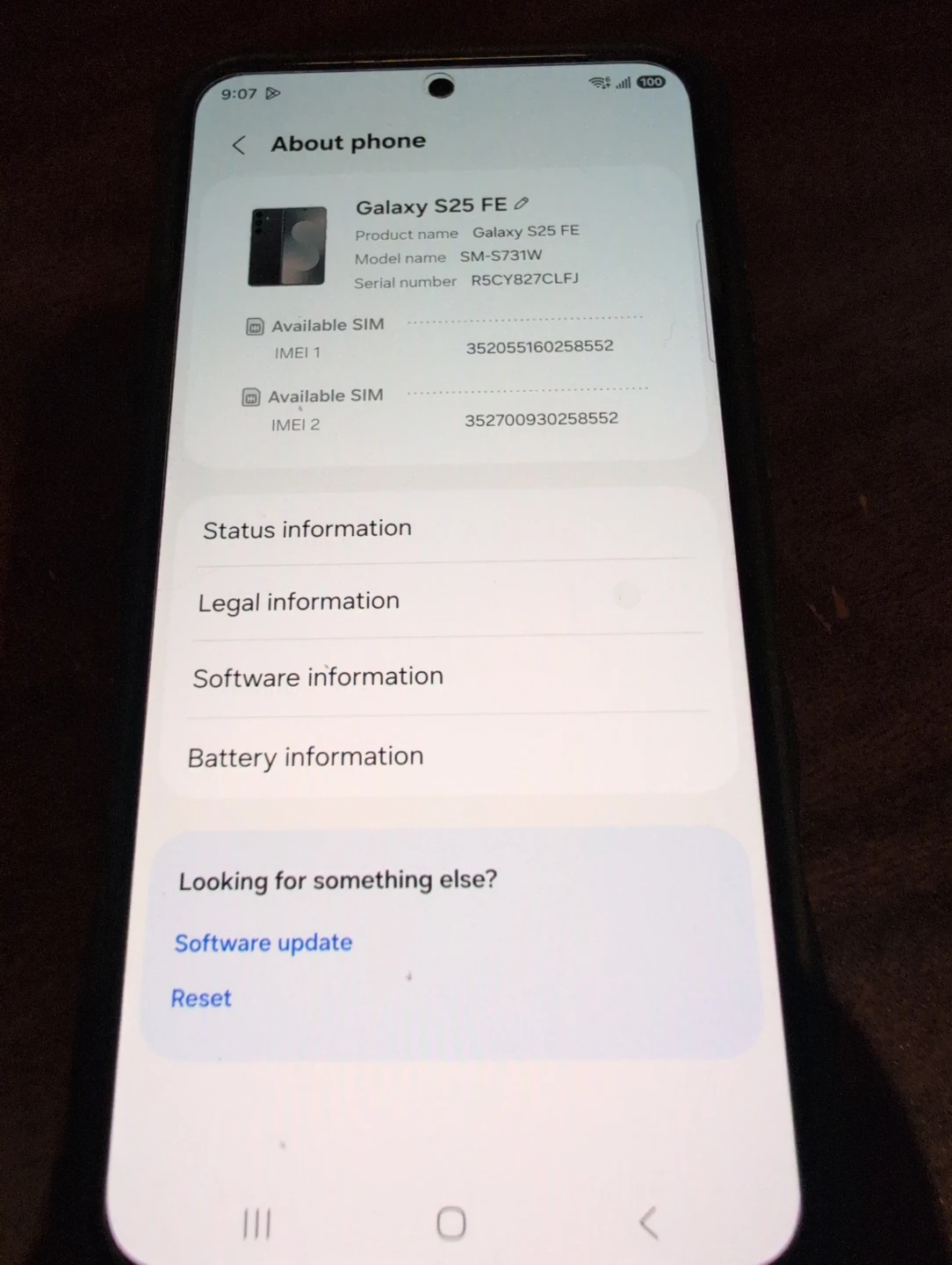 Samsung Galaxy S25 FE SM-S731W